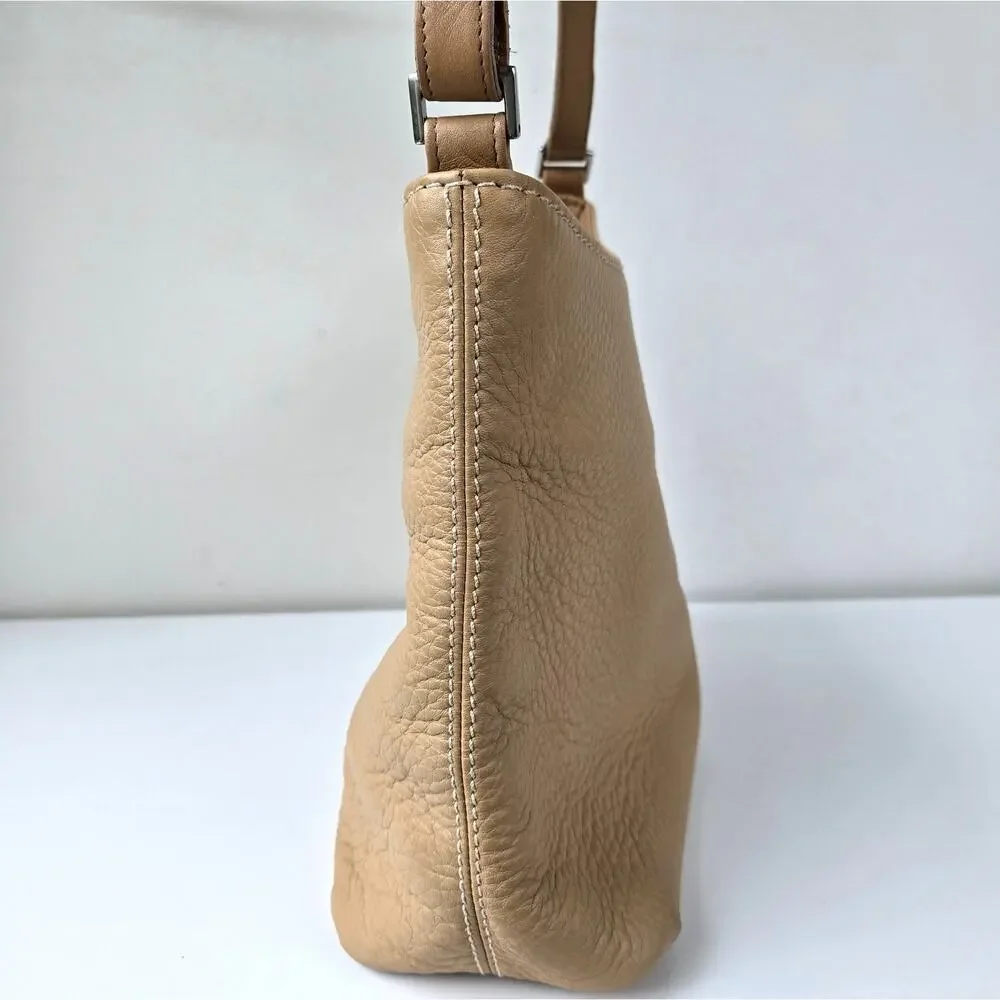 Coach Vintage Hudson Pebbled Leather Crossbody Purse Beige Neutral Bag Bullseye